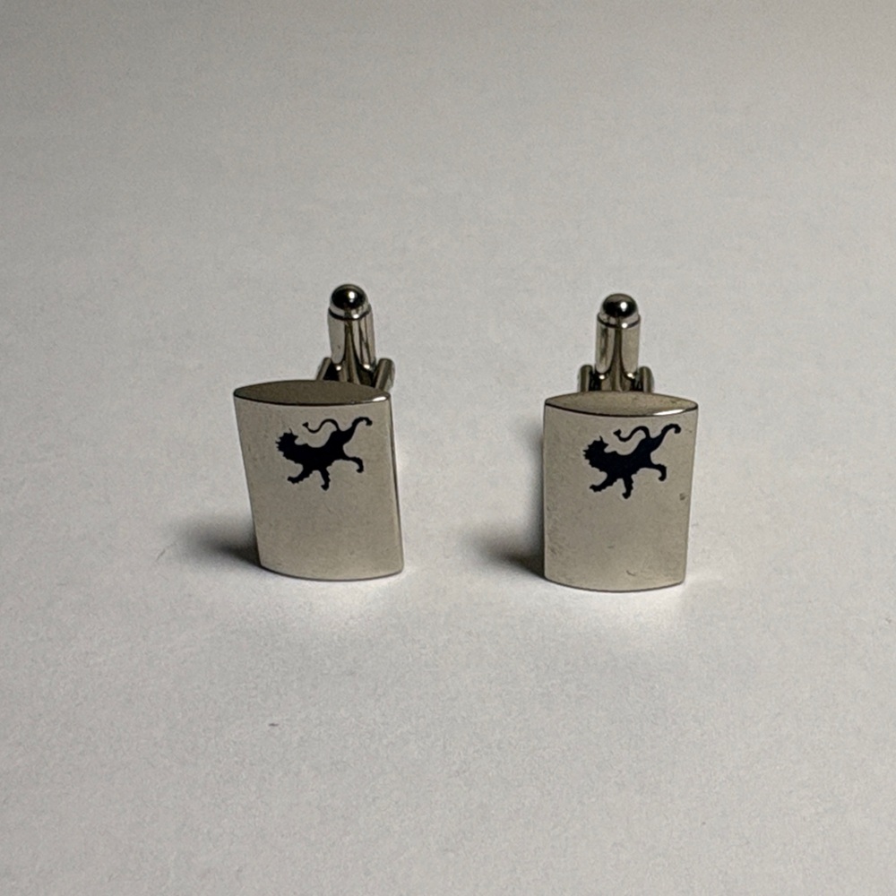 Express Brand Silver-Tone Cuff Links with Black Lions